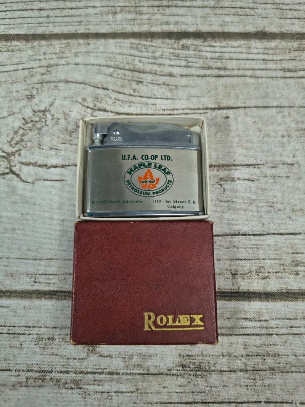 Vintage Rolex U.F.A. Co-Op Promotional Metal Lighter